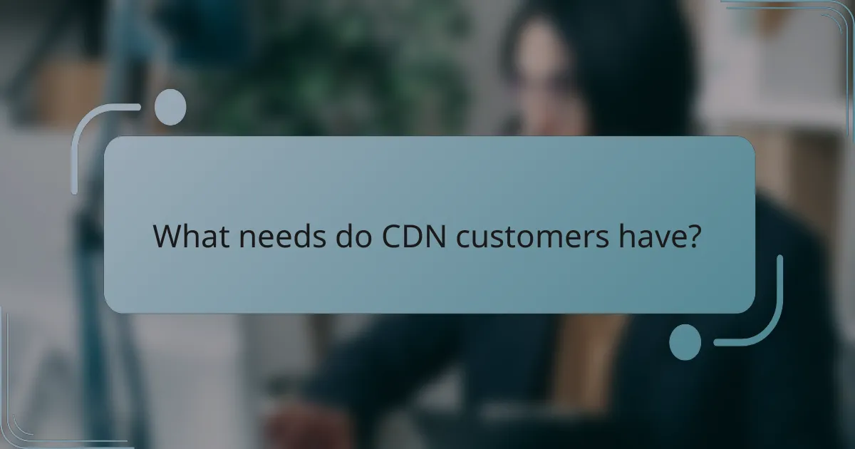 What needs do CDN customers have?